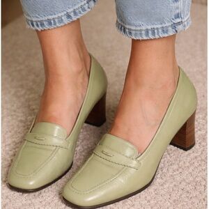 GUCCI HEELS BLOCK WOODEN SZ 6 37 EUROPEAN GREEN DESIGNER VINTAGE ICONIC ITALY